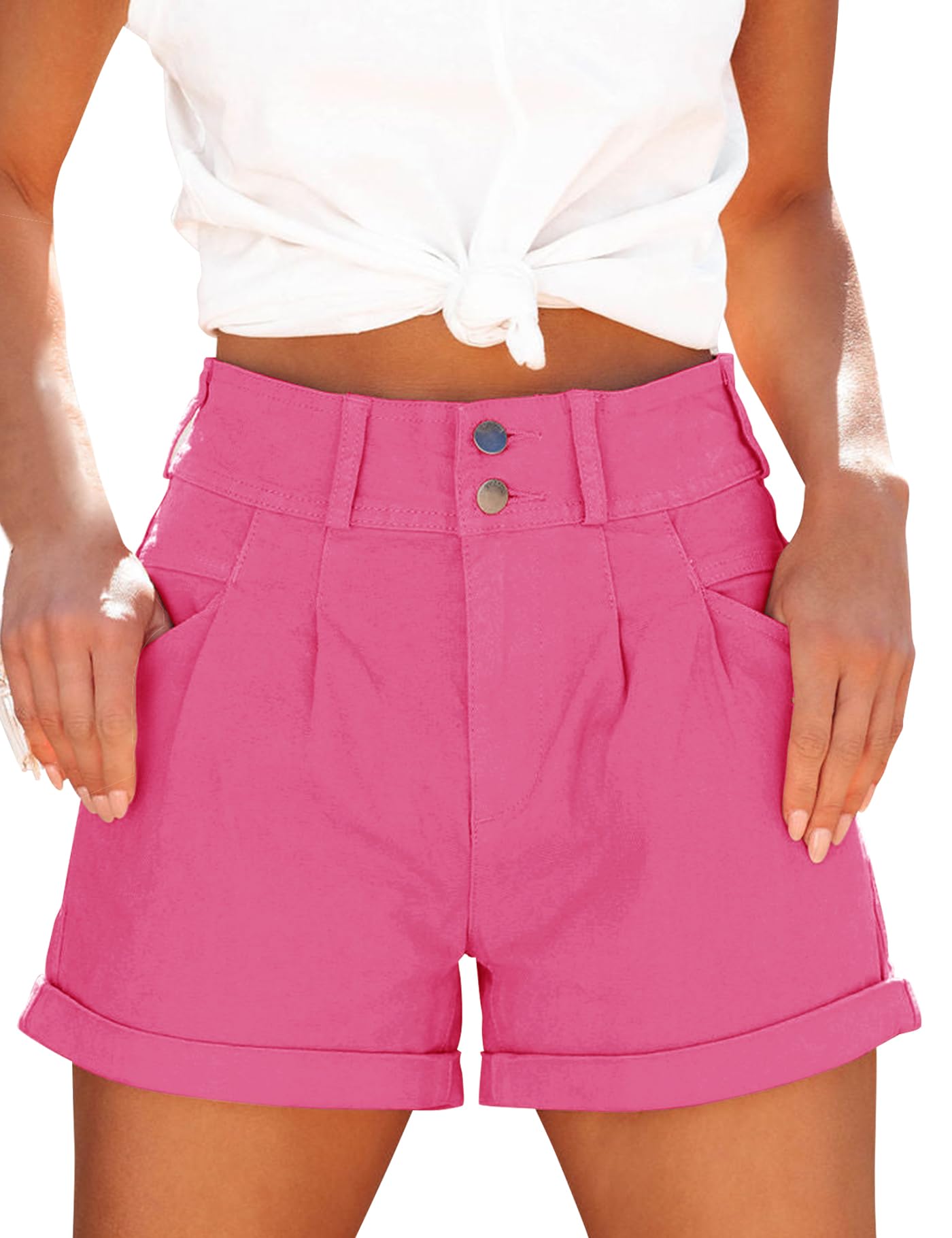 Loose-Fit, Casual, High-Waisted, Multi-Pocket Denim Shorts