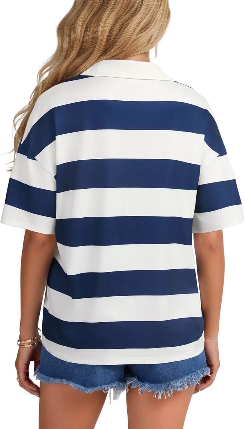 Striped Polo-Collar T-Shirt