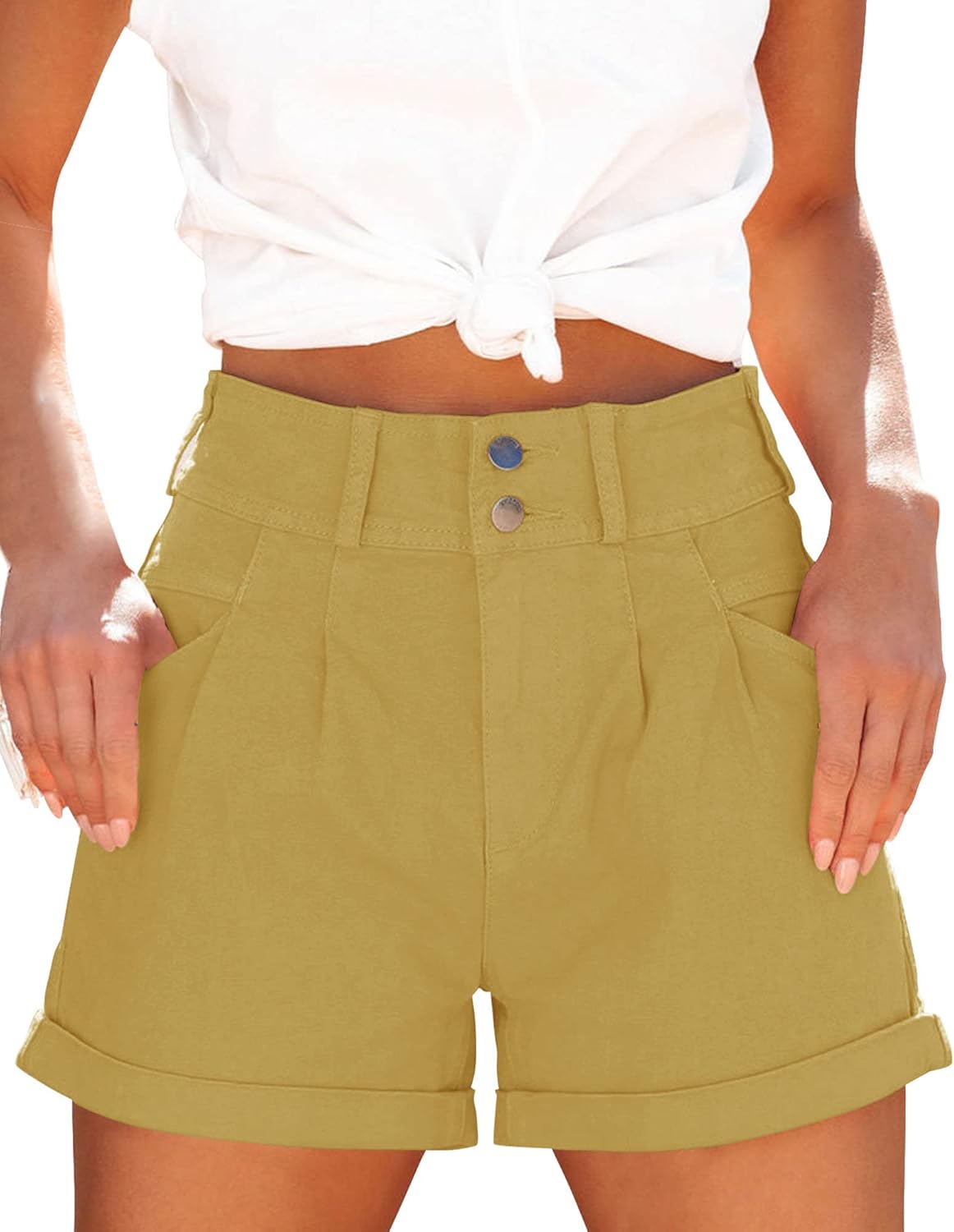 Loose-Fit, Casual, High-Waisted, Multi-Pocket Denim Shorts