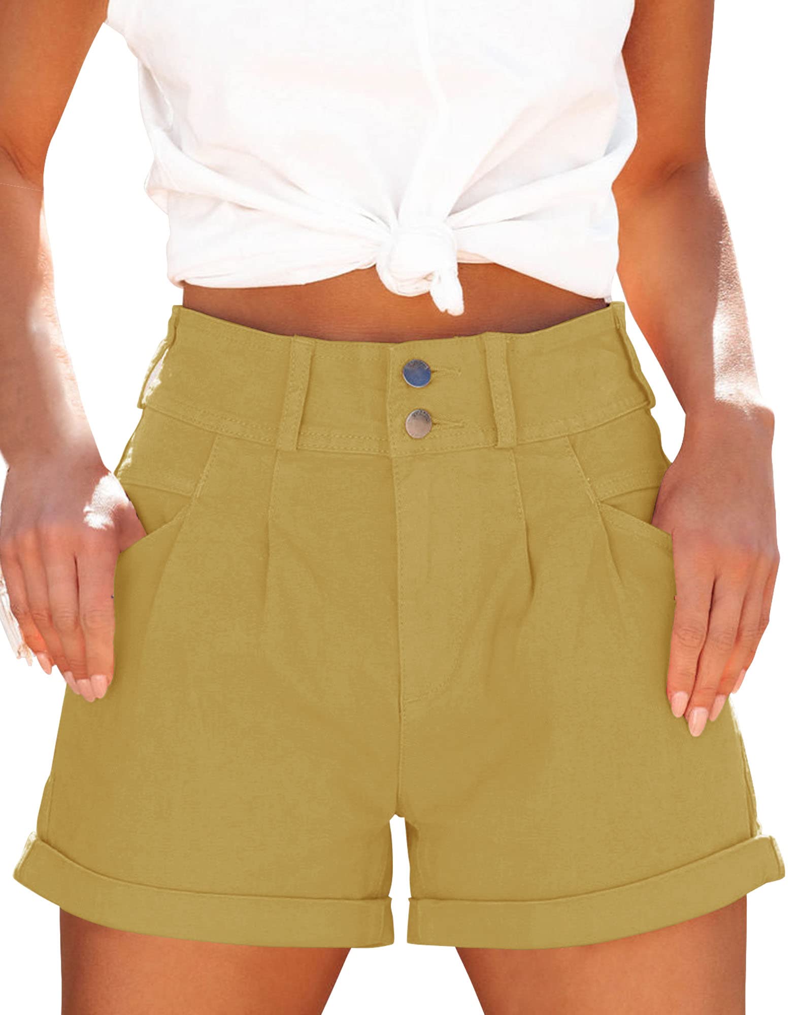 Loose-Fit, Casual, High-Waisted, Multi-Pocket Denim Shorts
