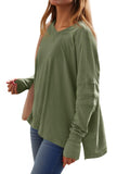 Loose-Fit, Long-Sleeve, Shirt-Style V-Neck T-Shirt