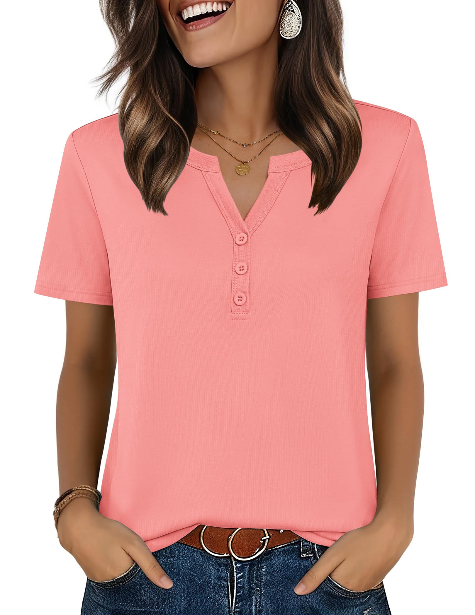 Top: V-Neck Short-Sleeve Shirt
