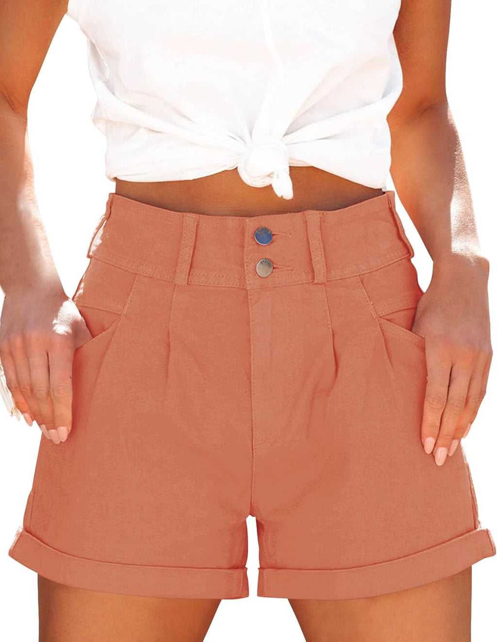 Loose-Fit, Casual, High-Waisted, Multi-Pocket Denim Shorts