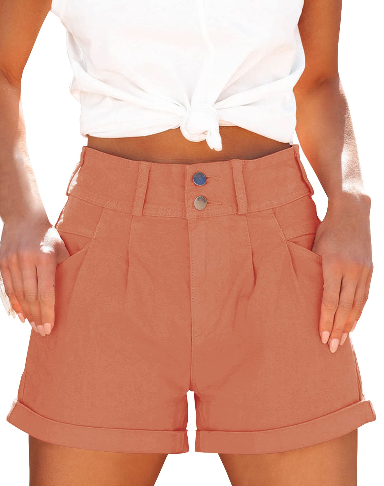 Loose-Fit, Casual, High-Waisted, Multi-Pocket Denim Shorts