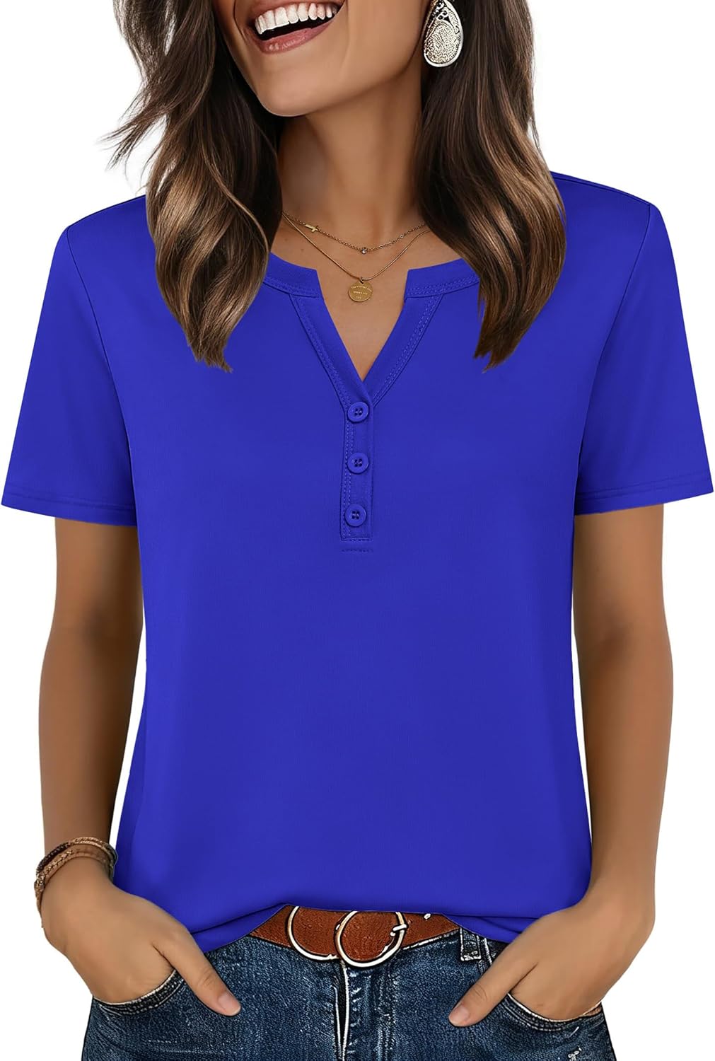 Top: V-Neck Short-Sleeve Shirt