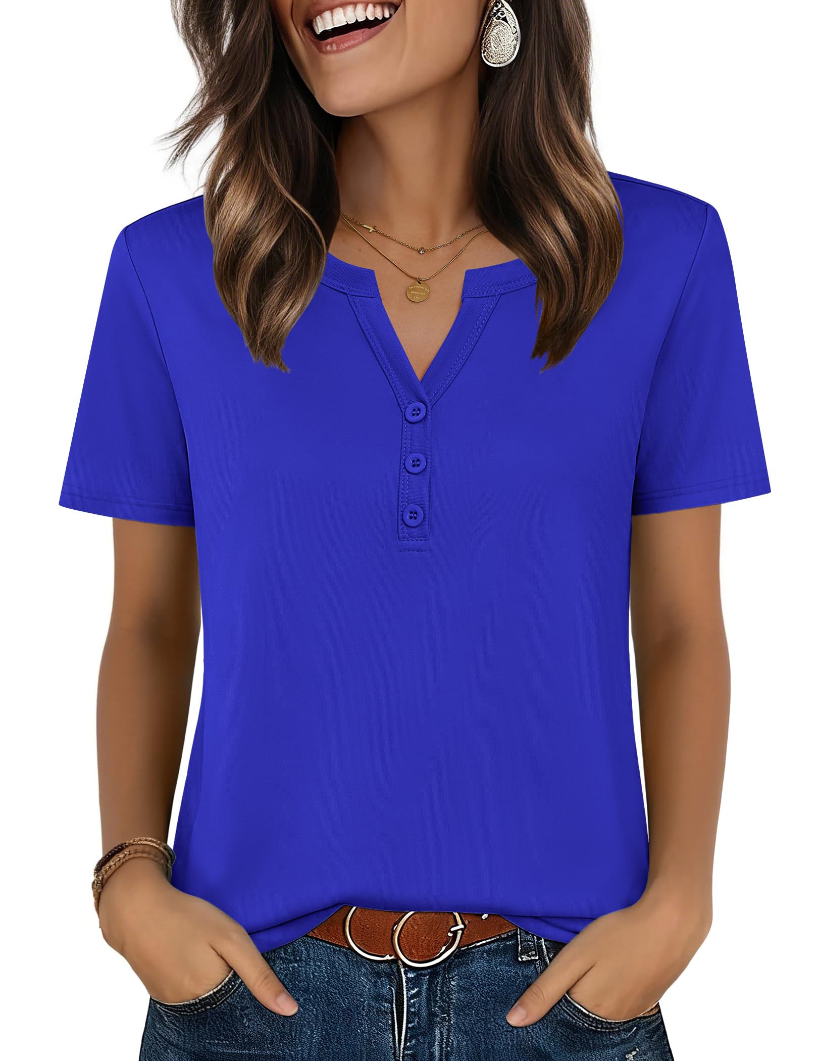 Top: V-Neck Short-Sleeve Shirt