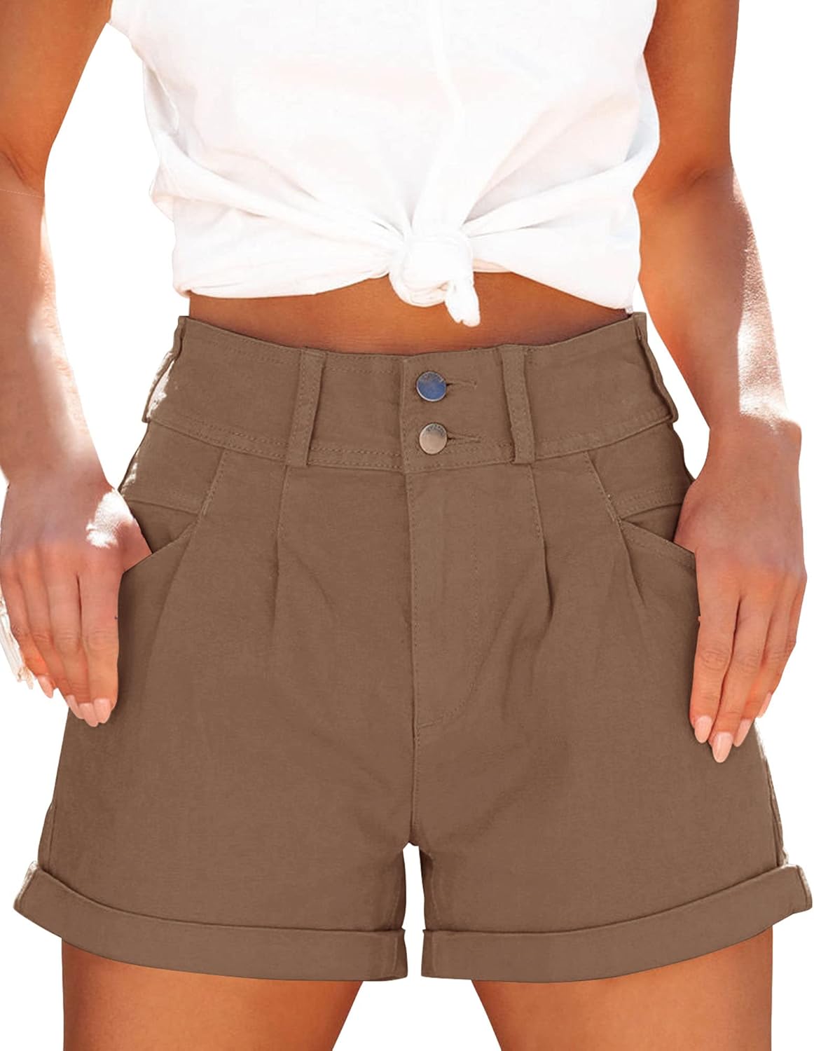 Loose-Fit, Casual, High-Waisted, Multi-Pocket Denim Shorts