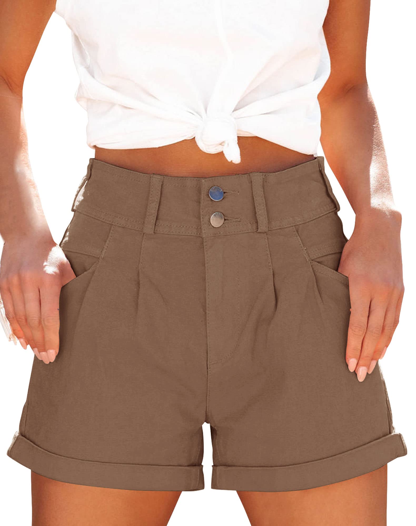Loose-Fit, Casual, High-Waisted, Multi-Pocket Denim Shorts