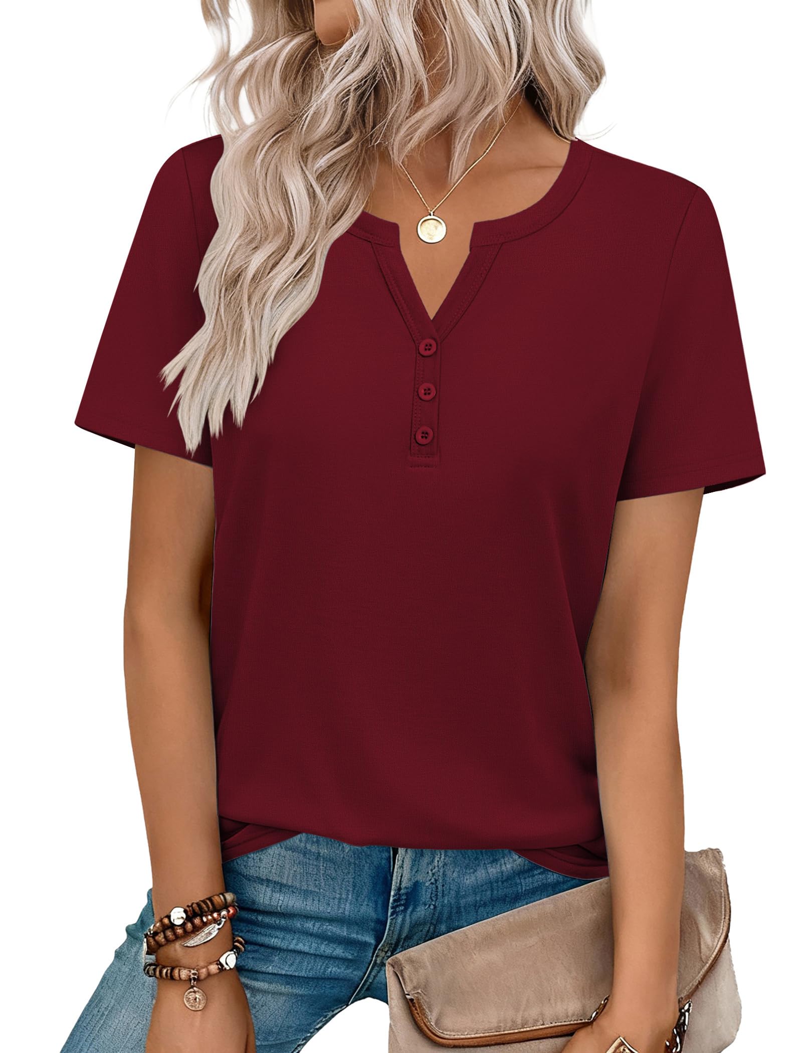 Top: V-Neck Short-Sleeve Shirt