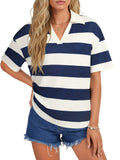 Striped Polo-Collar T-Shirt