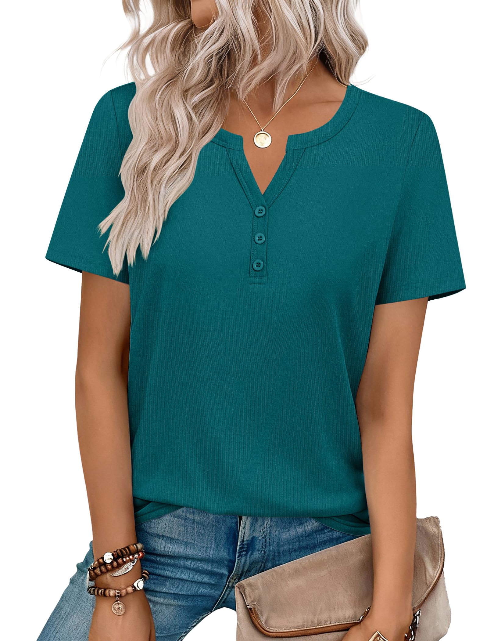 Top: V-Neck Short-Sleeve Shirt