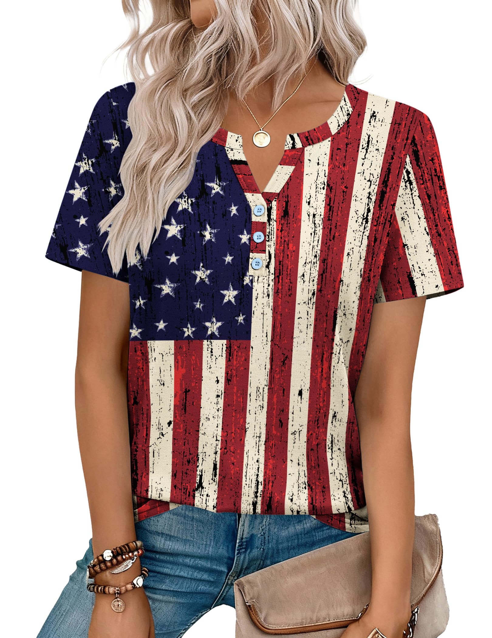 Top: V-Neck Short-Sleeve Shirt