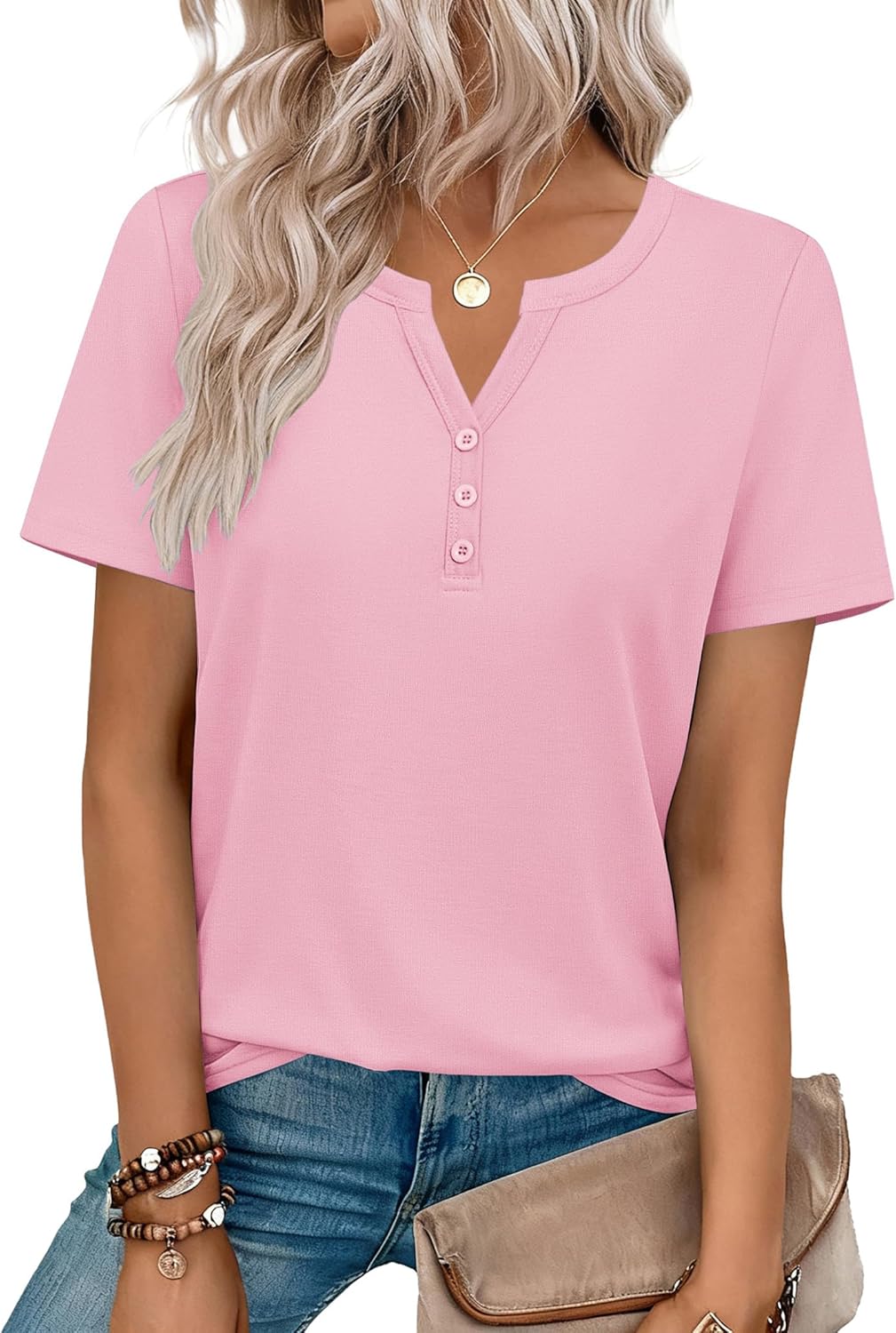 Top: V-Neck Short-Sleeve Shirt