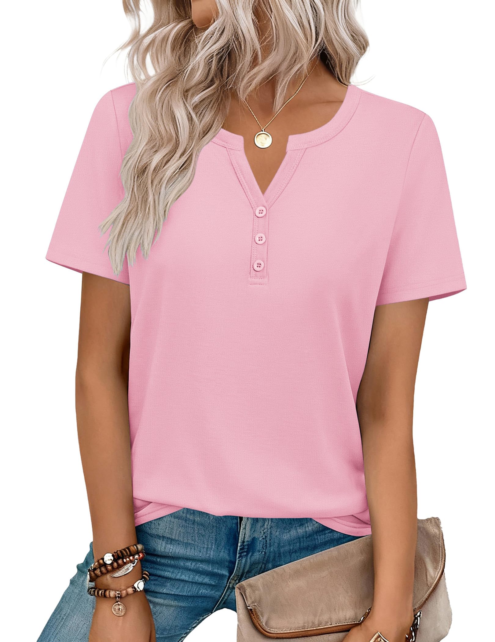 Top: V-Neck Short-Sleeve Shirt
