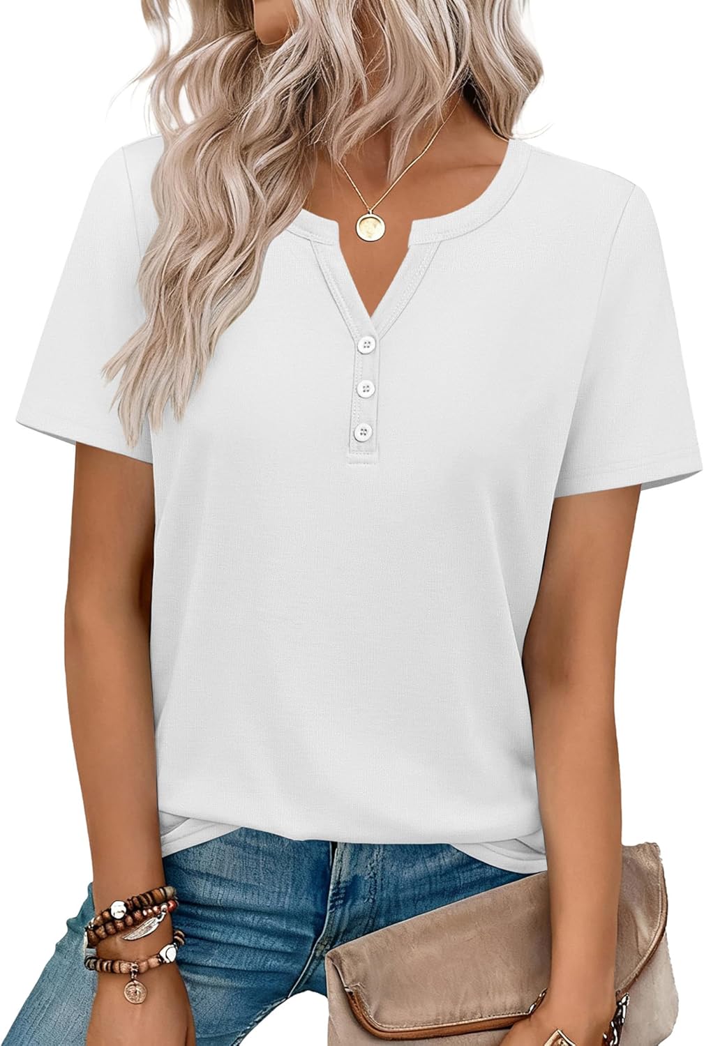 Top: V-Neck Short-Sleeve Shirt