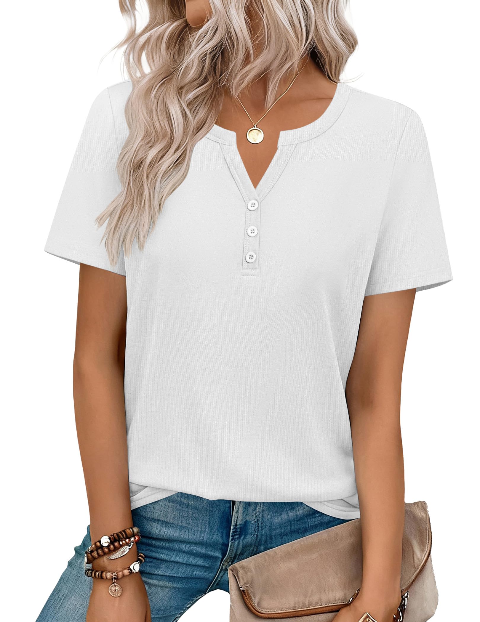 Top: V-Neck Short-Sleeve Shirt