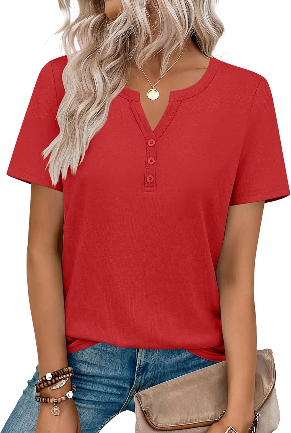 Top: V-Neck Short-Sleeve Shirt