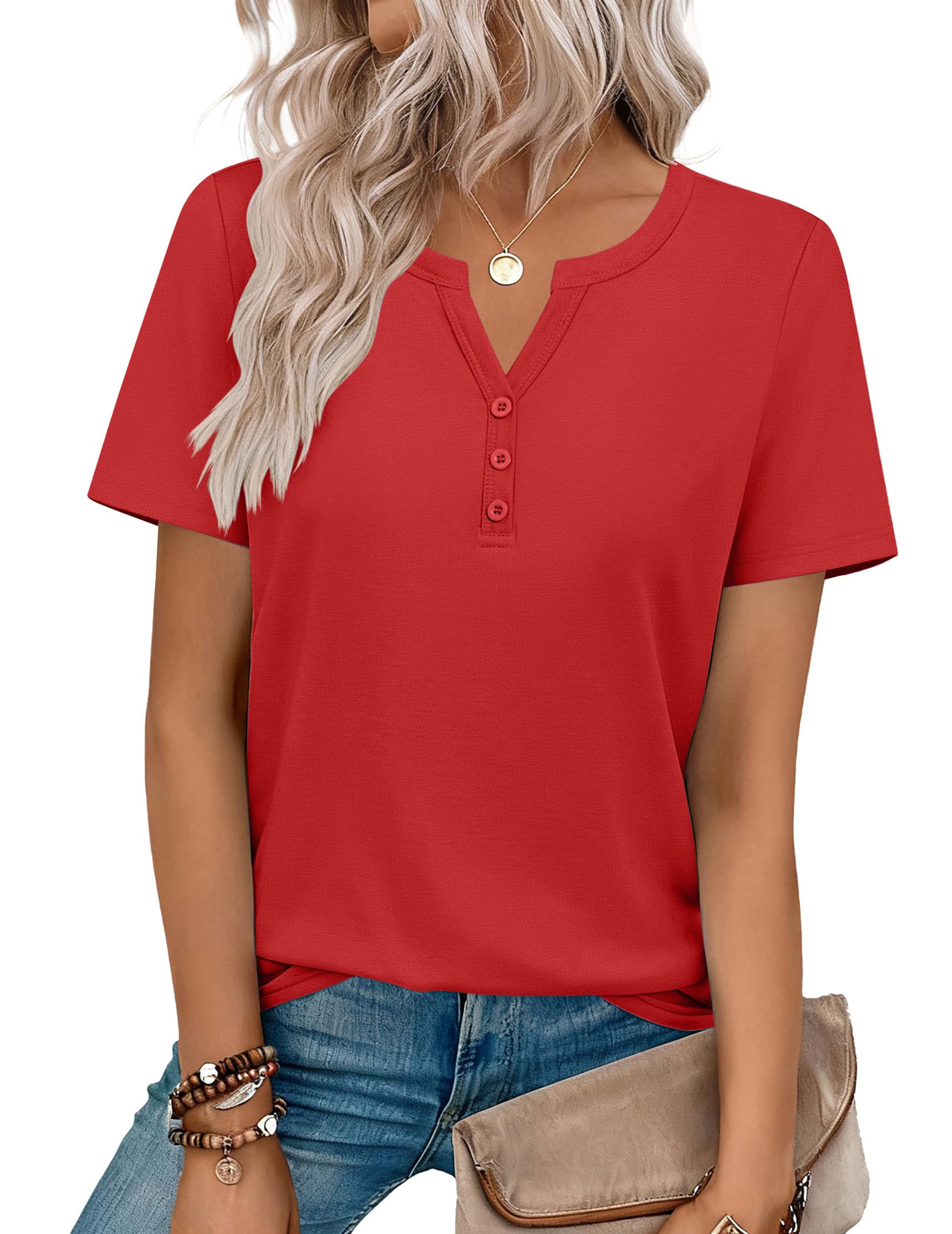 Top: V-Neck Short-Sleeve Shirt