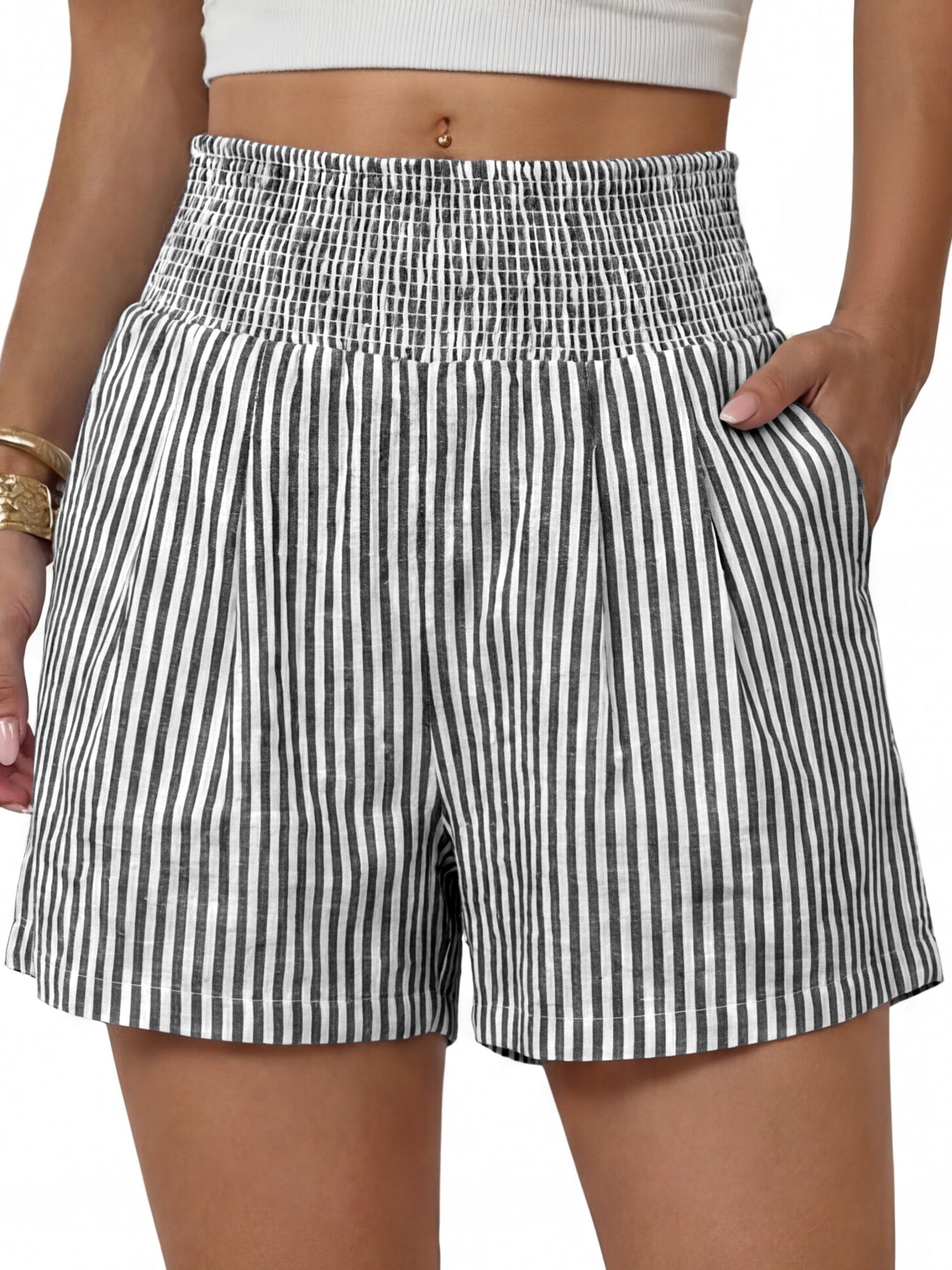 High-Waisted Shorts — Casual Stripes and Plaids