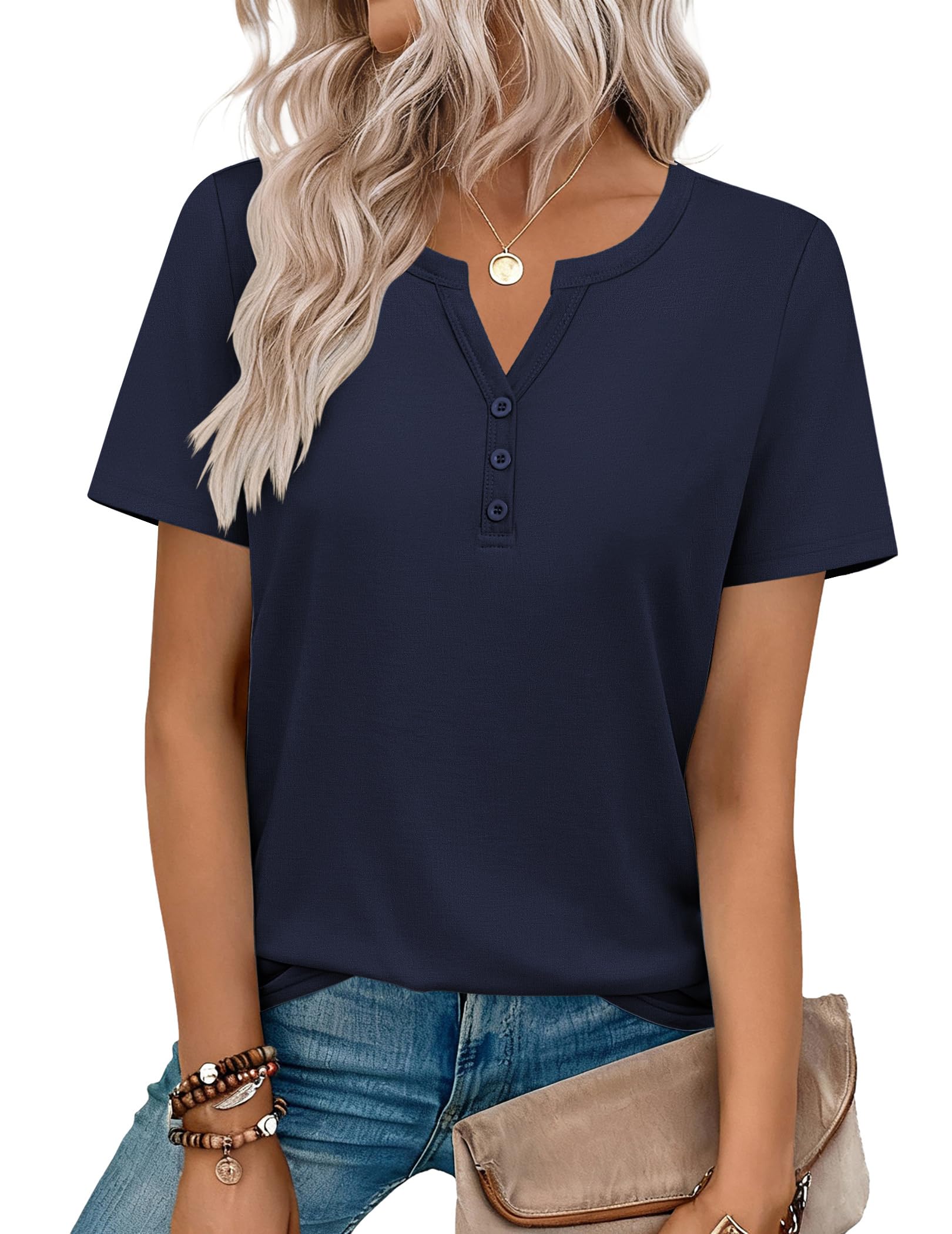 Top: V-Neck Short-Sleeve Shirt