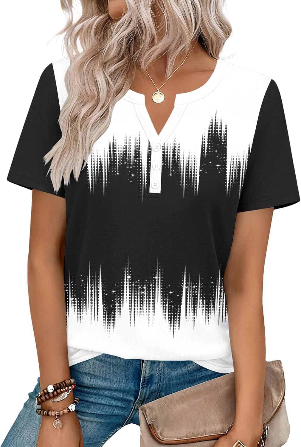 Top: V-Neck Short-Sleeve Shirt