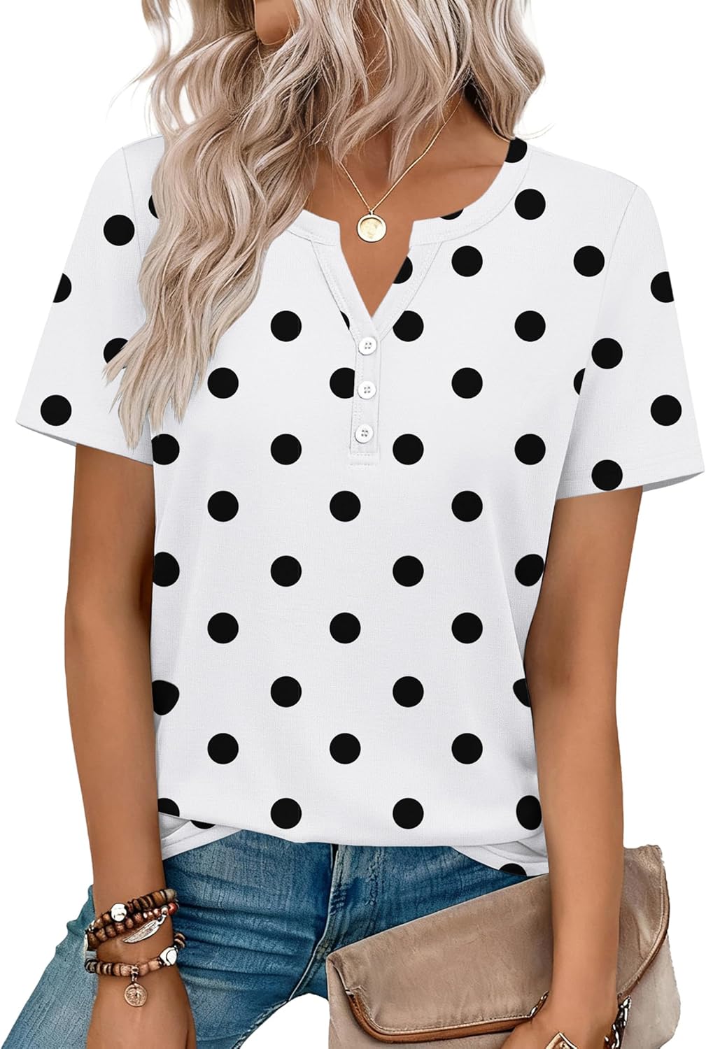 Top: V-Neck Short-Sleeve Shirt