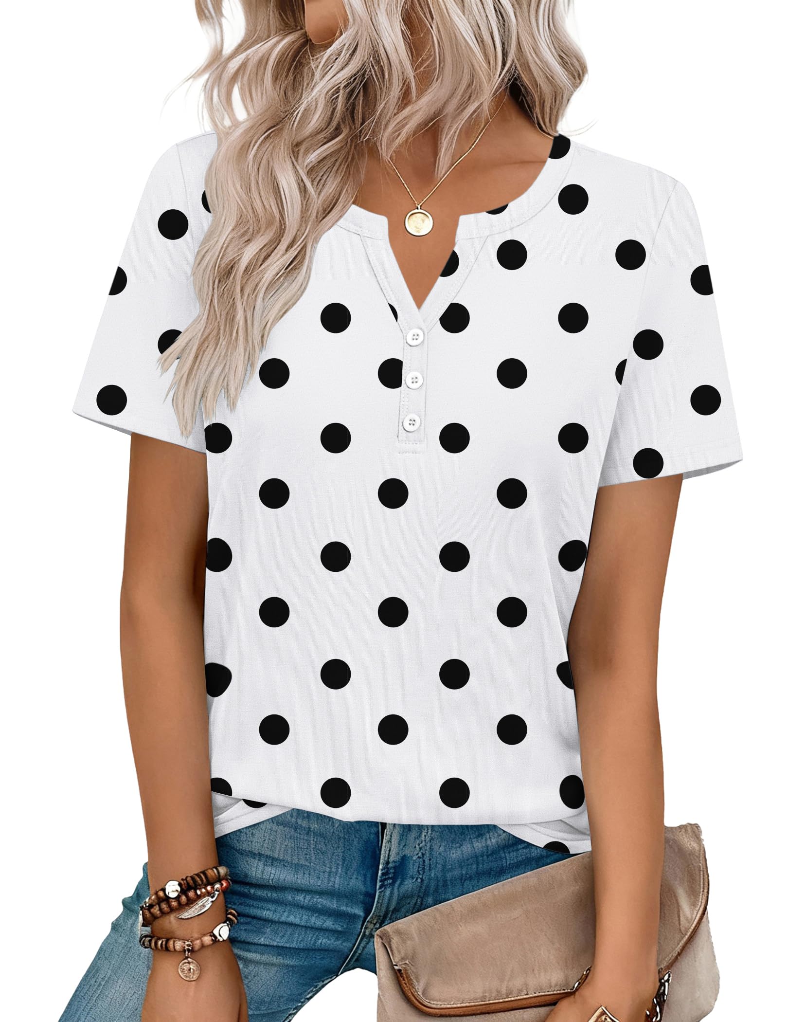 Top: V-Neck Short-Sleeve Shirt