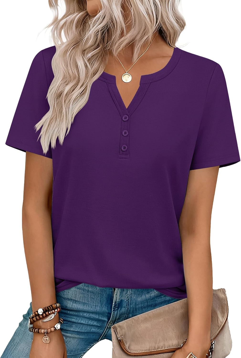 Top: V-Neck Short-Sleeve Shirt