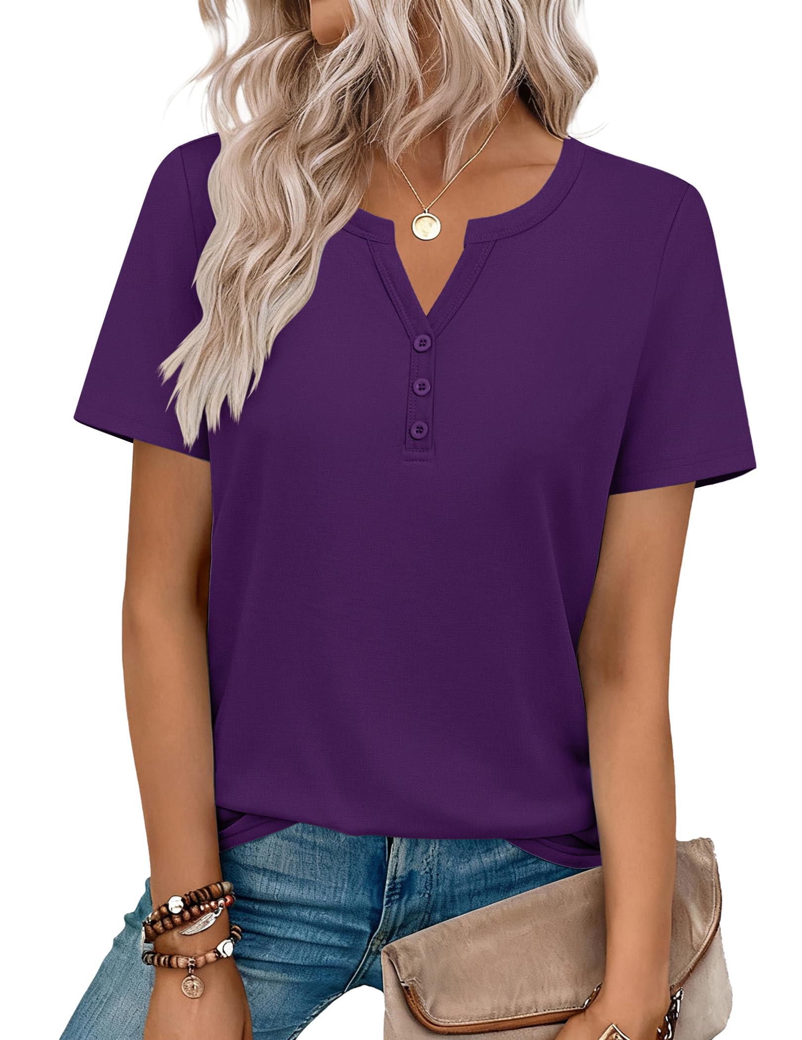 Top: V-Neck Short-Sleeve Shirt