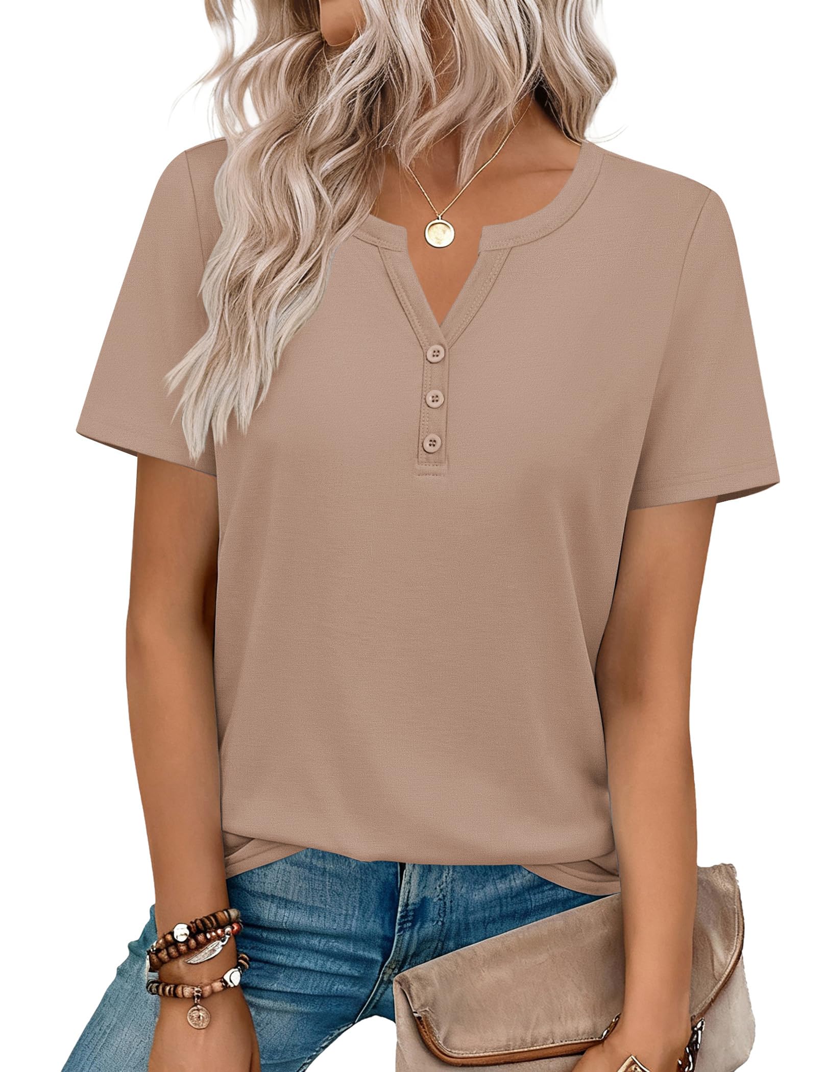 Top: V-Neck Short-Sleeve Shirt