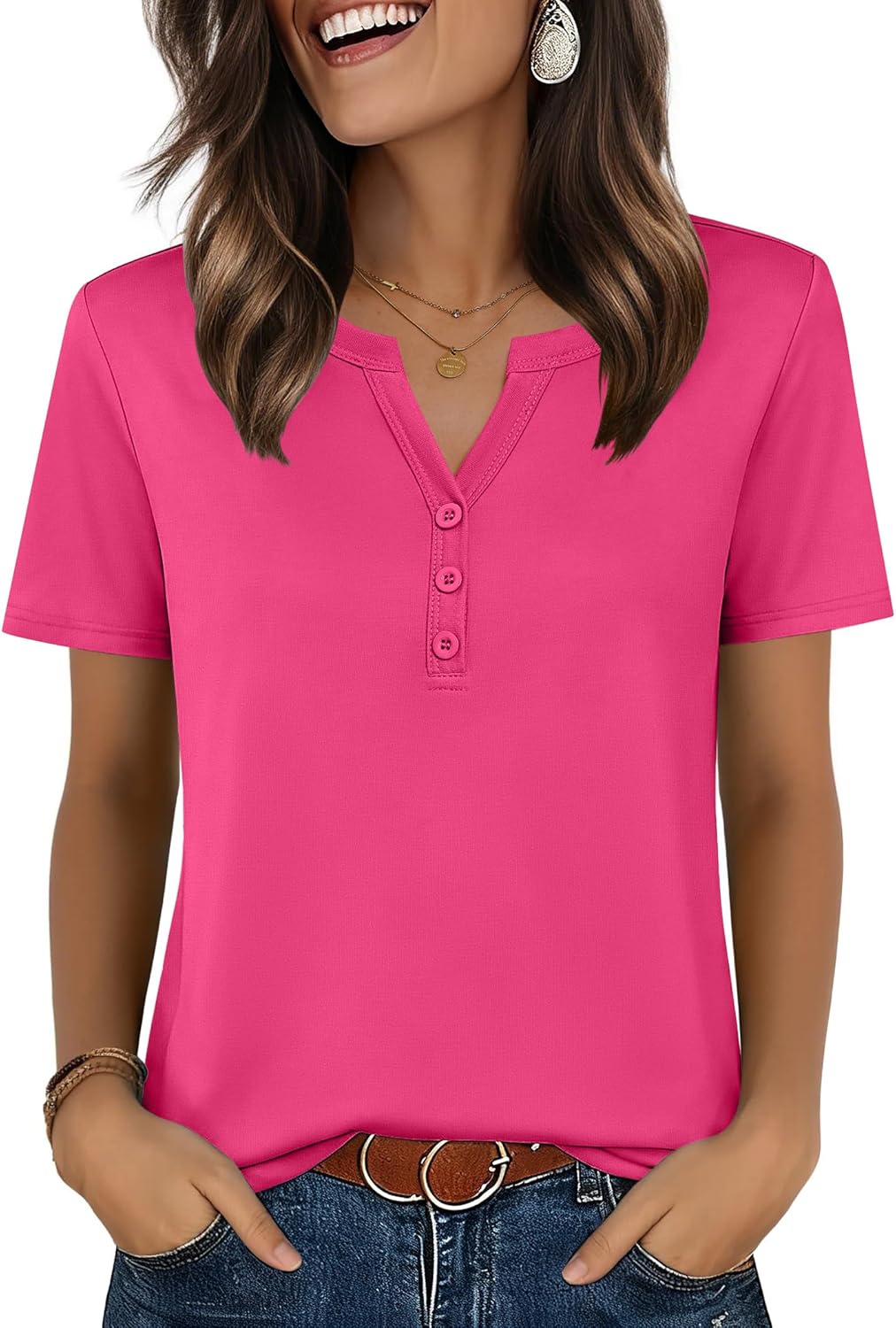 Top: V-Neck Short-Sleeve Shirt