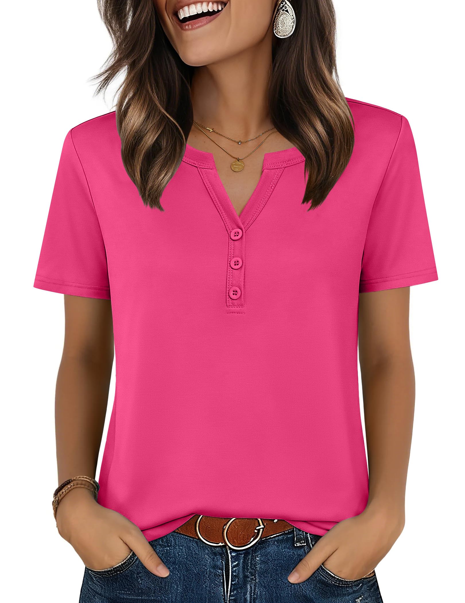 Top: V-Neck Short-Sleeve Shirt