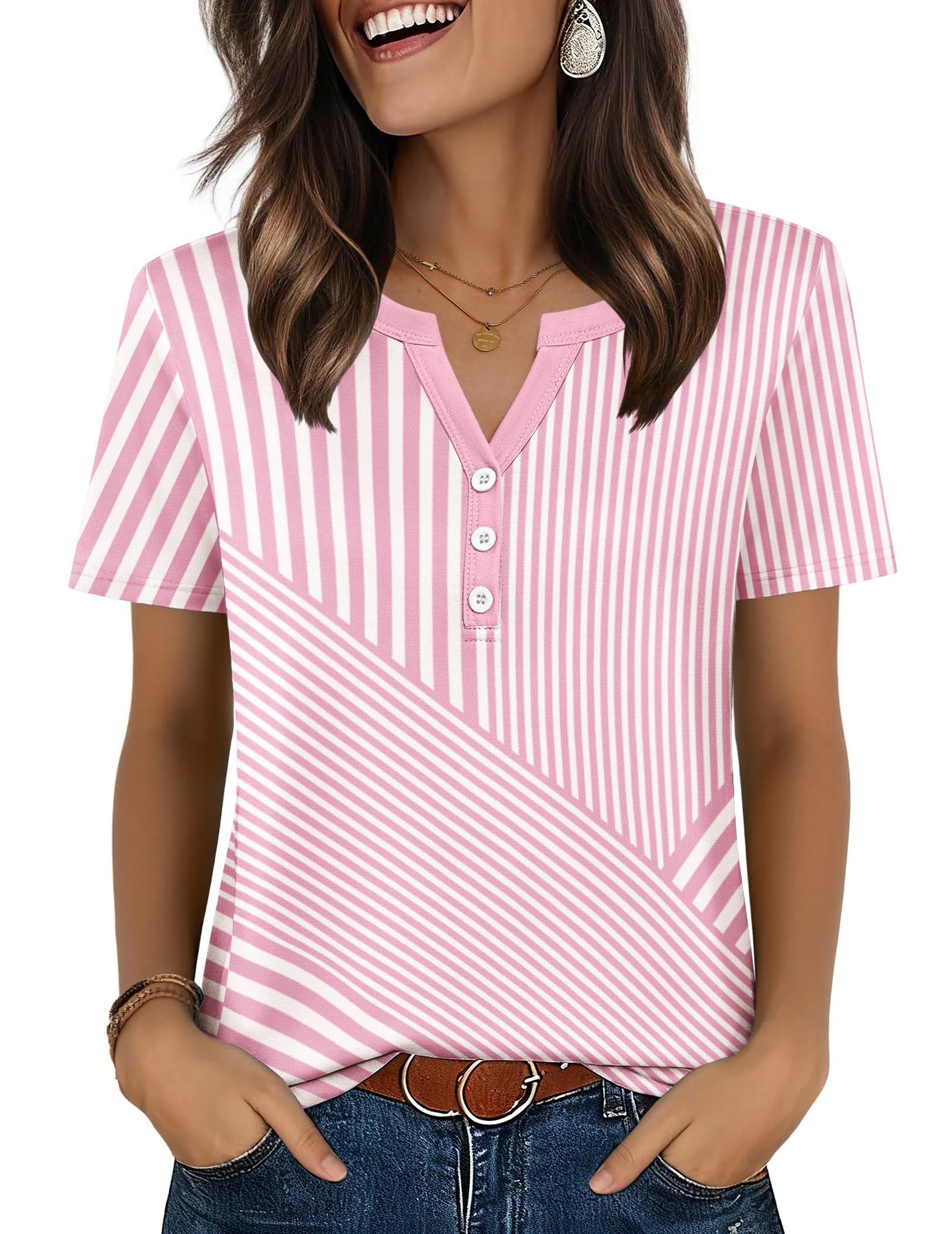 Top: V-Neck Short-Sleeve Shirt