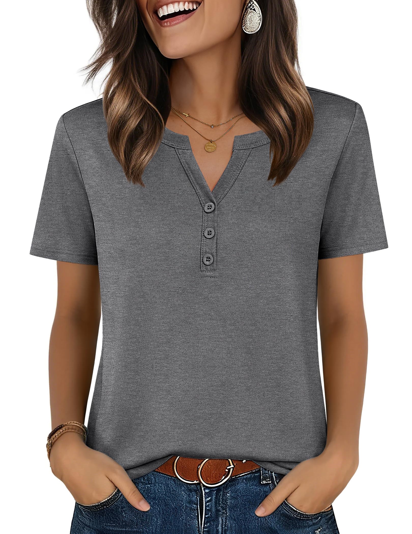 Top: V-Neck Short-Sleeve Shirt