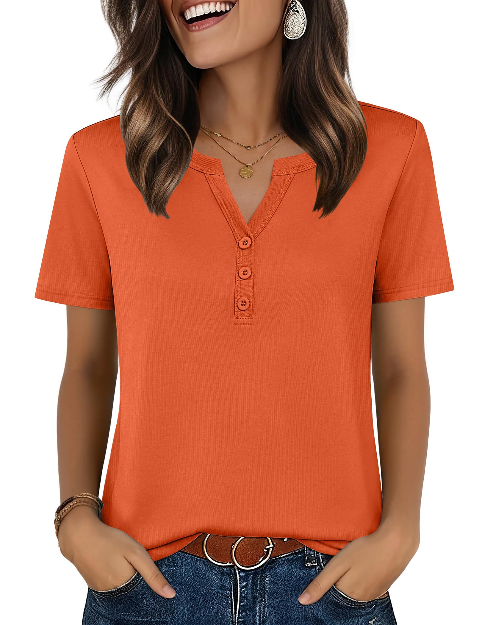 Top: V-Neck Short-Sleeve Shirt