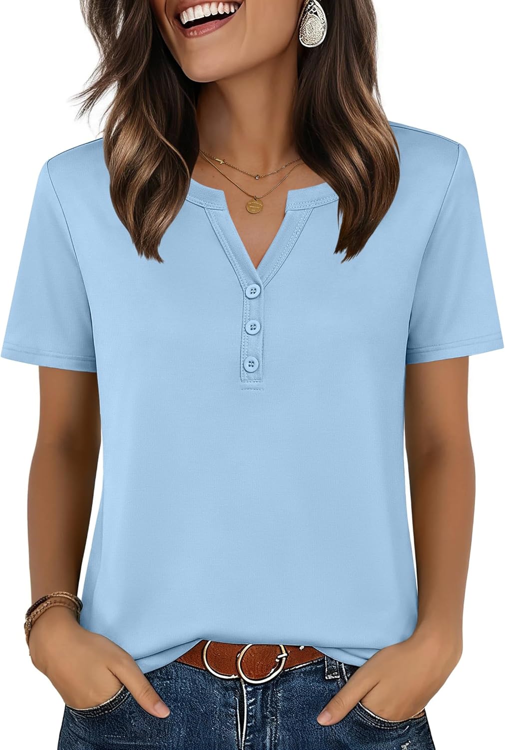 Top: V-Neck Short-Sleeve Shirt