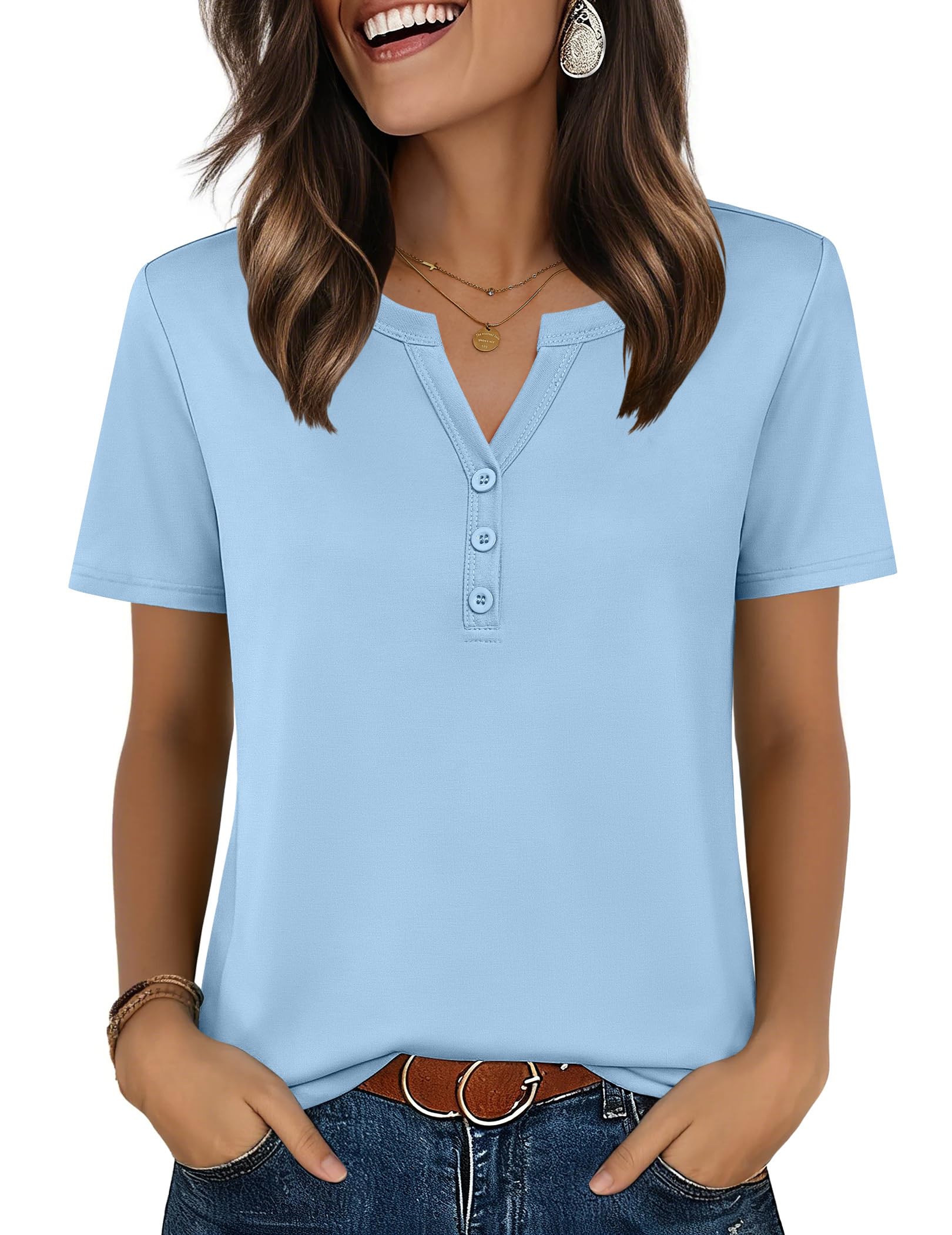 Top: V-Neck Short-Sleeve Shirt