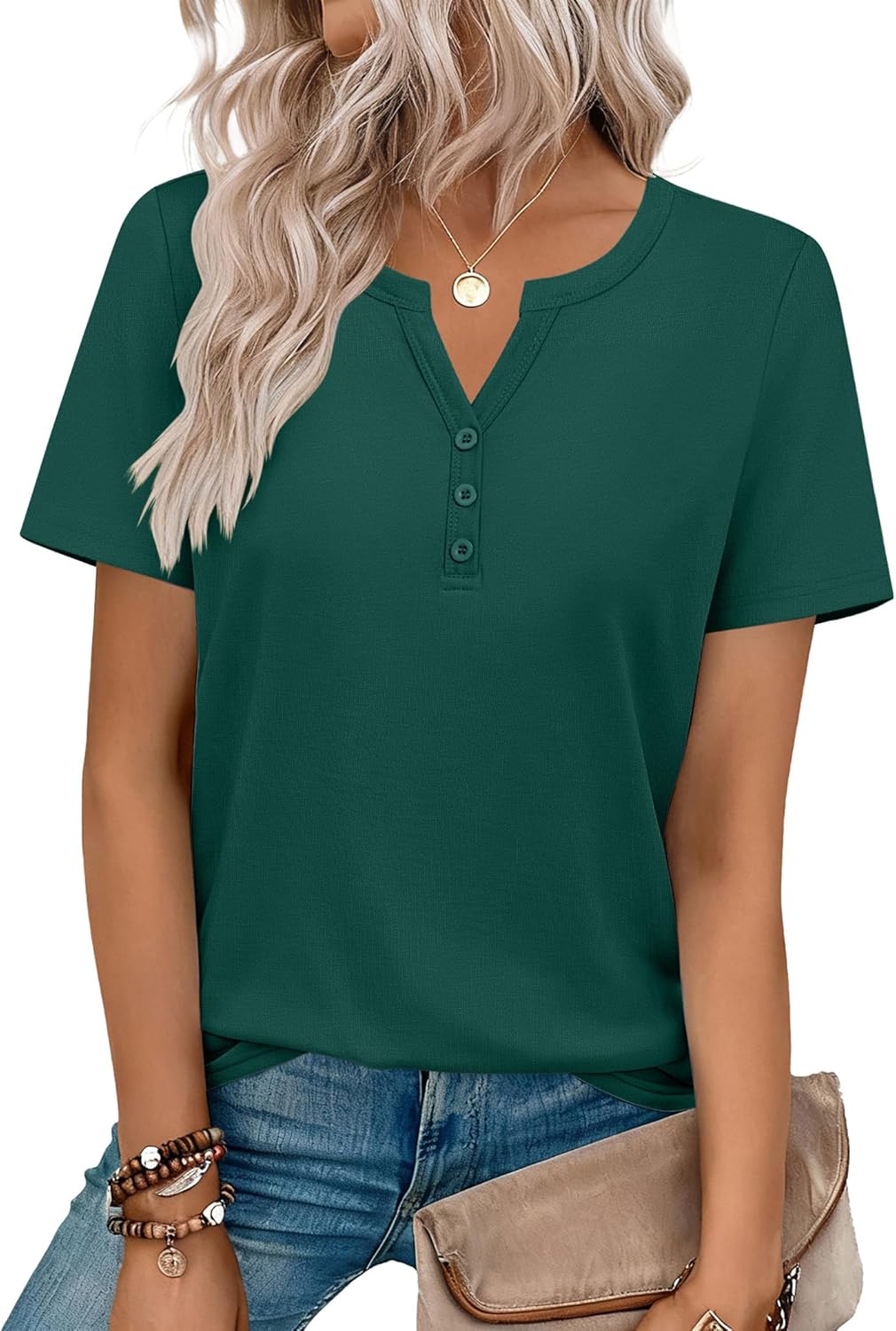 Top: V-Neck Short-Sleeve Shirt