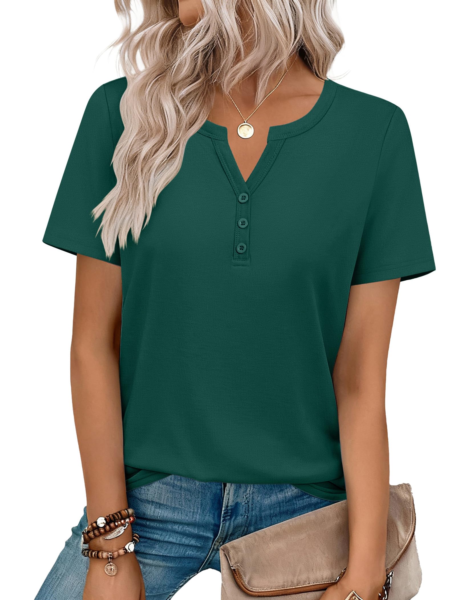 Top: V-Neck Short-Sleeve Shirt