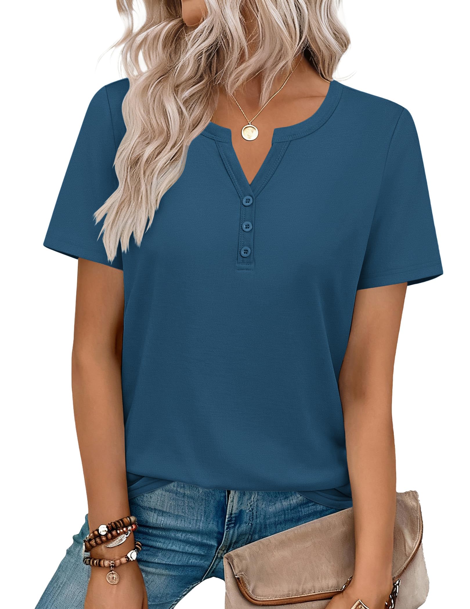 Top: V-Neck Short-Sleeve Shirt